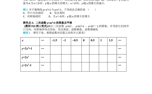 22.1.3第1课时二次函数y=ax2+k的图象和性质_人教版数学九年级上册_版本二_九年级数学上册（人教版）_导学案_导学案多套_导学案