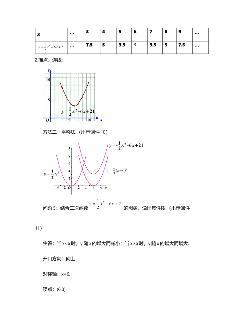 22.1.4二次函数y=ax&sup2;+bx+c的图象和性质（第1课时）_人教版数学九年级上册_版本二_九年级数学上册（人教版）_教学设计_教案选择1_9上数教案选择1_第二十二章二次函数（教案）