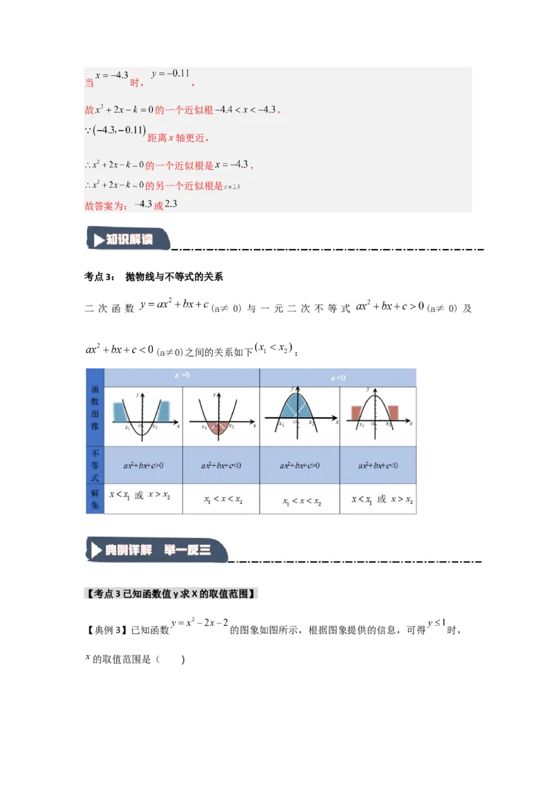 22.2二次函数与一元二次方程（知识解读+达标检测）（教师版）_人教版数学九年级上册_版本二_九年级数学上册（人教版）_知识解读与题型专练-V14_2025版