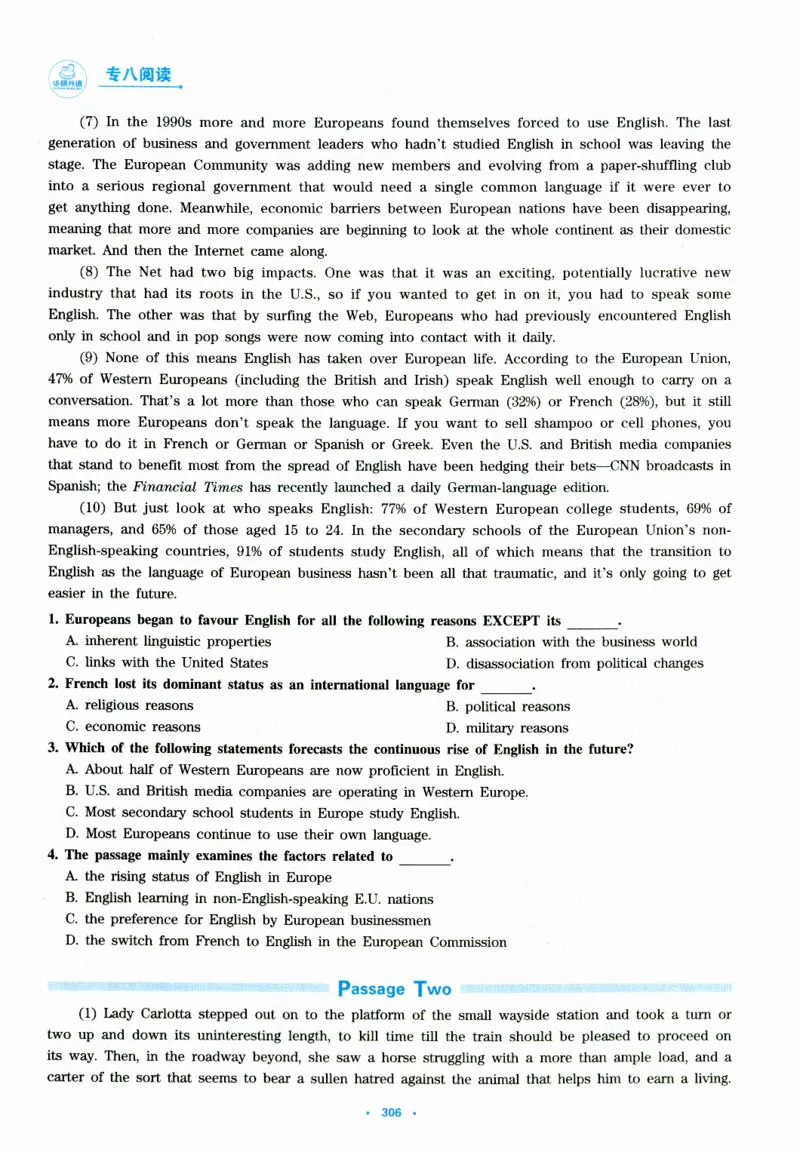 part420篇阅读高分冲刺_英语专八真题c_专八版本1(优先学)_专八各类练习(赠送资料)_华研专八练习_华研新版专八_华研专八阅读180篇_最新版_拆分版本