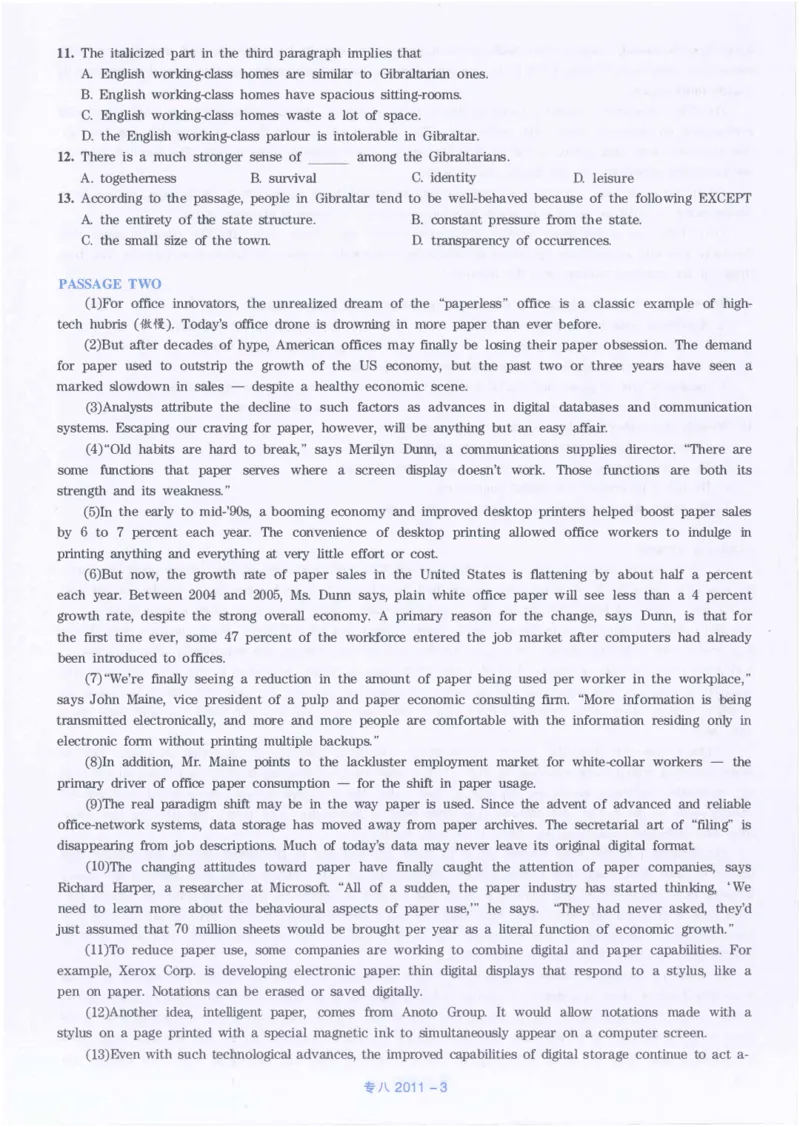 2011年英语专八真题(可复制可搜索)_英语专八真题c_专八历年真题2009-2025_新题型专八(2009~2025)_2011年专八真题+音频+解析