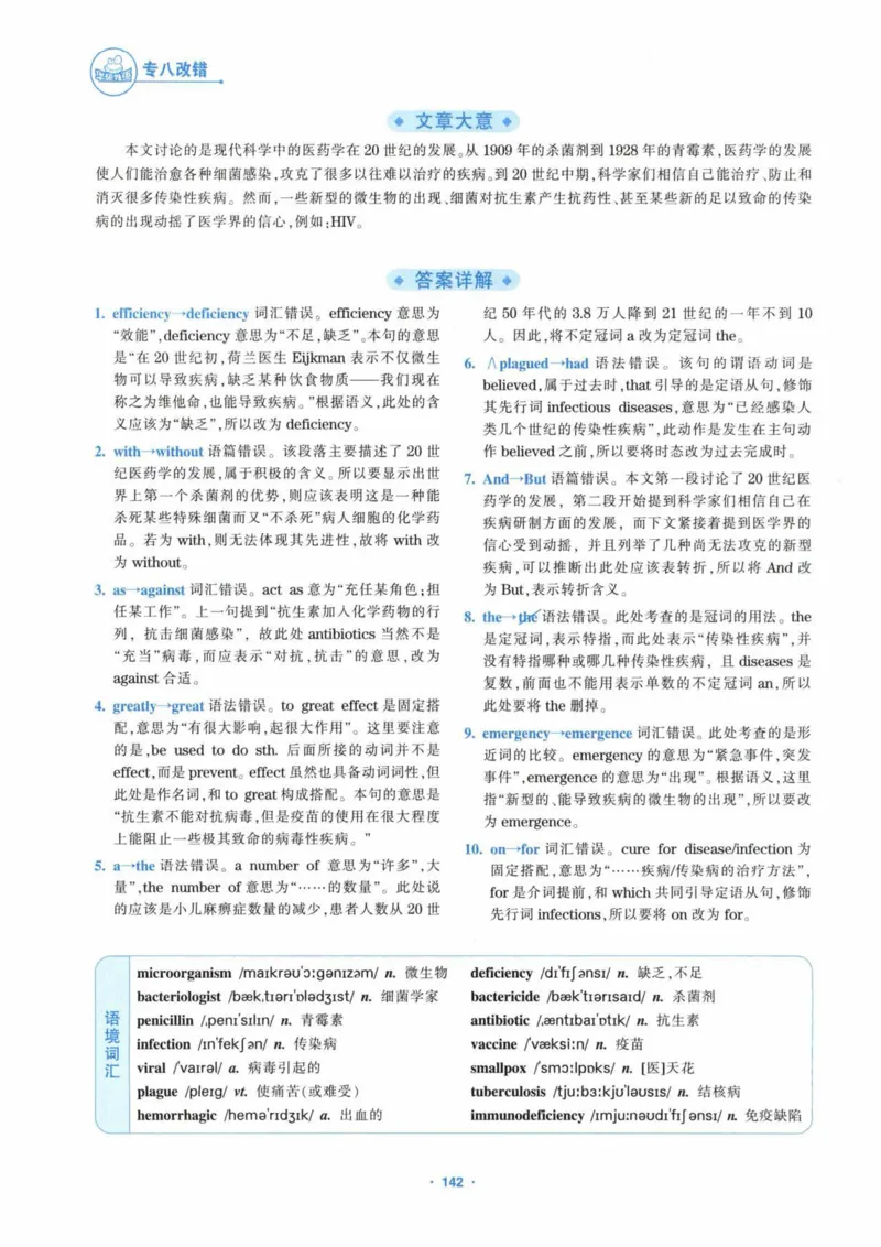 HY新版专八改错1100题_英语专八真题c_专八各板块专项资料合集_B2-专八改错1100题