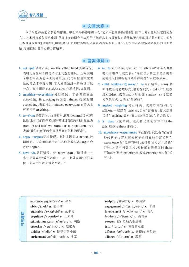 HY新版专八改错1100题_英语专八真题c_专八各板块专项资料合集_B2-专八改错1100题