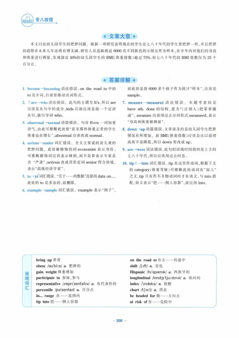 HY新版专八改错1100题_英语专八真题c_专八各板块专项资料合集_B2-专八改错1100题