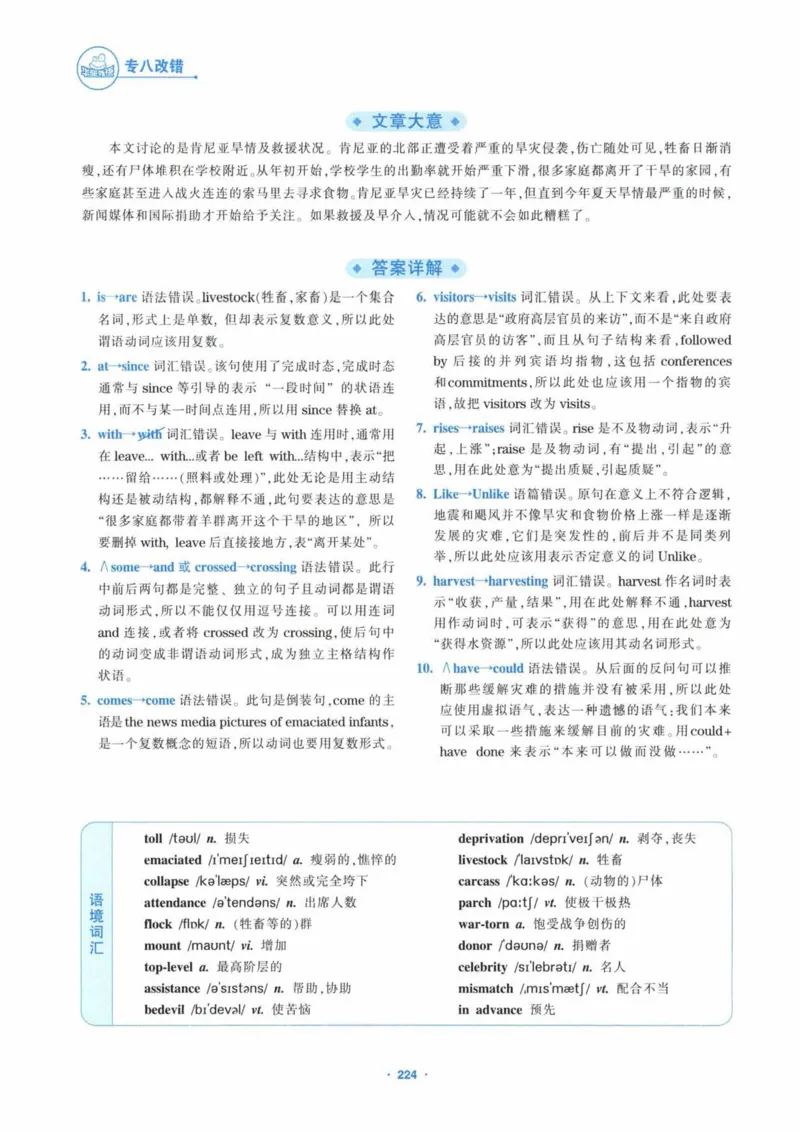 HY新版专八改错1100题_英语专八真题c_专八各板块专项资料合集_B2-专八改错1100题