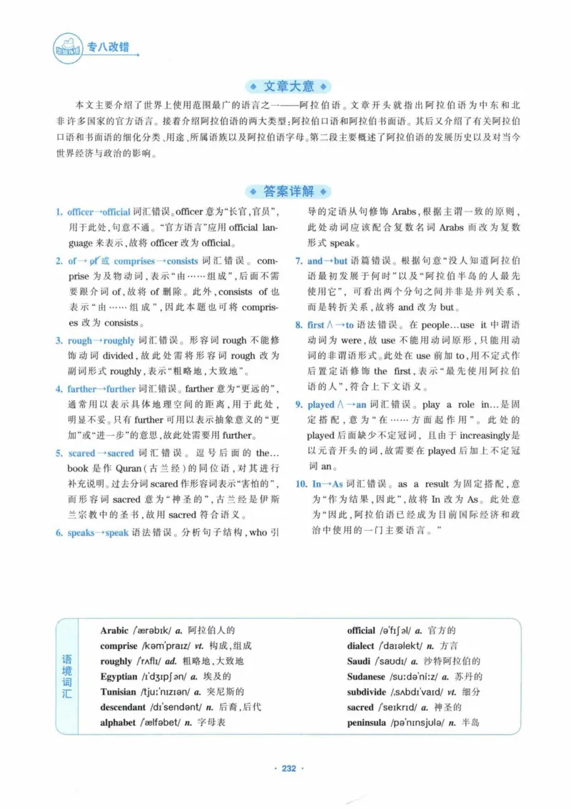HY新版专八改错1100题_英语专八真题c_专八各板块专项资料合集_B2-专八改错1100题