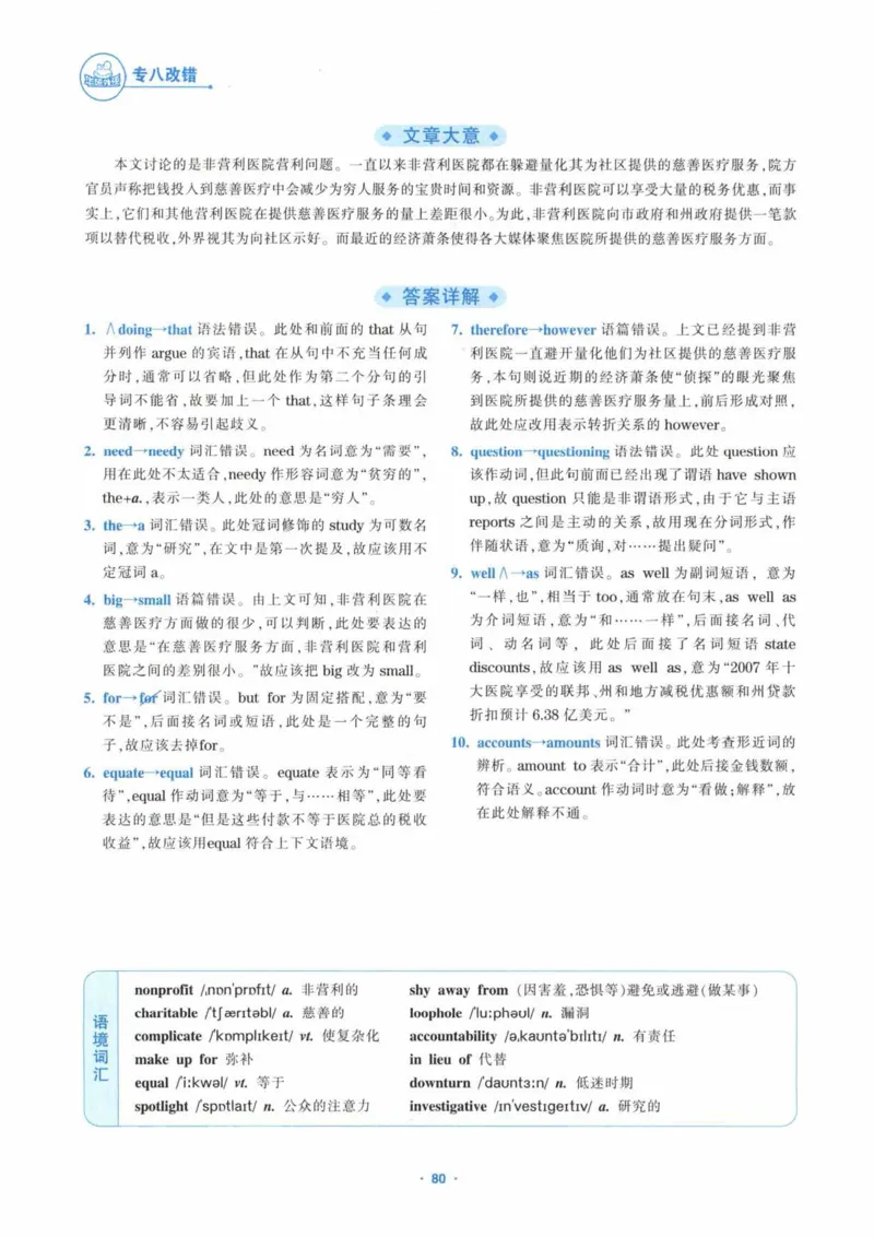 HY新版专八改错1100题_英语专八真题c_专八各板块专项资料合集_B2-专八改错1100题
