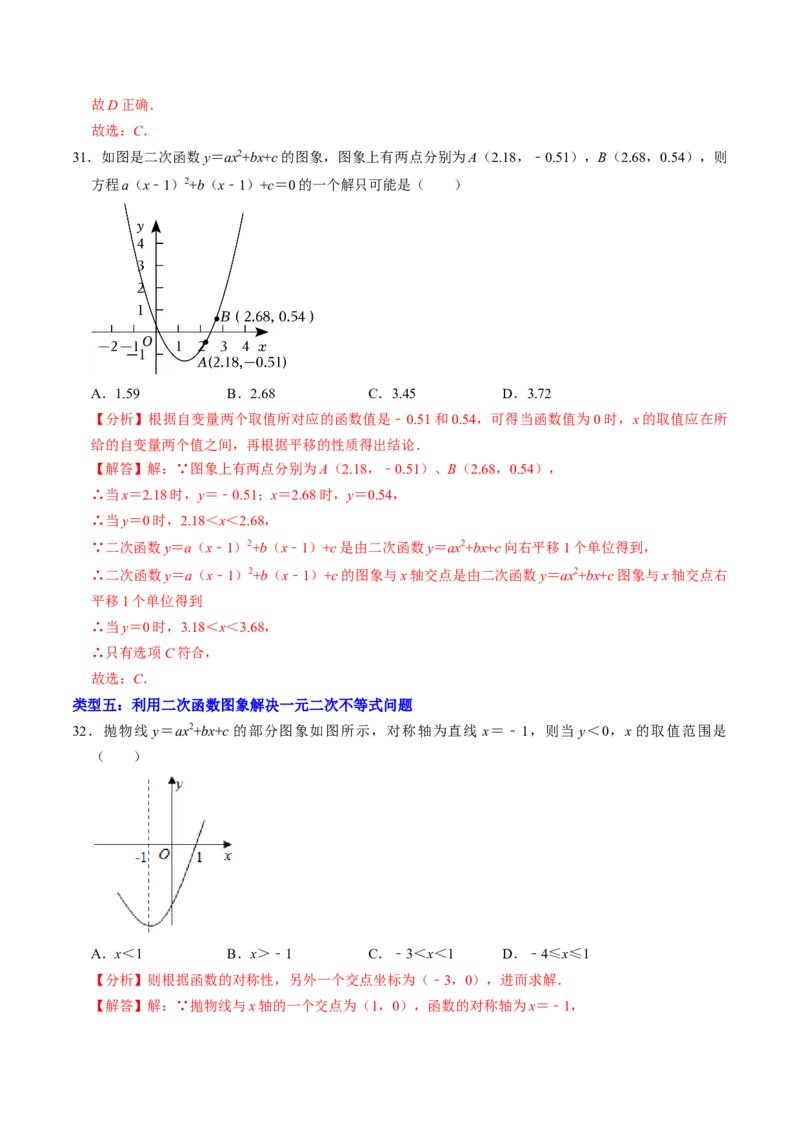专题01涉及二次函数的图象的五种类型（教师版）_人教版数学九年级上册_版本二_九年级数学上册（人教版）_同步讲义-U18_2025版