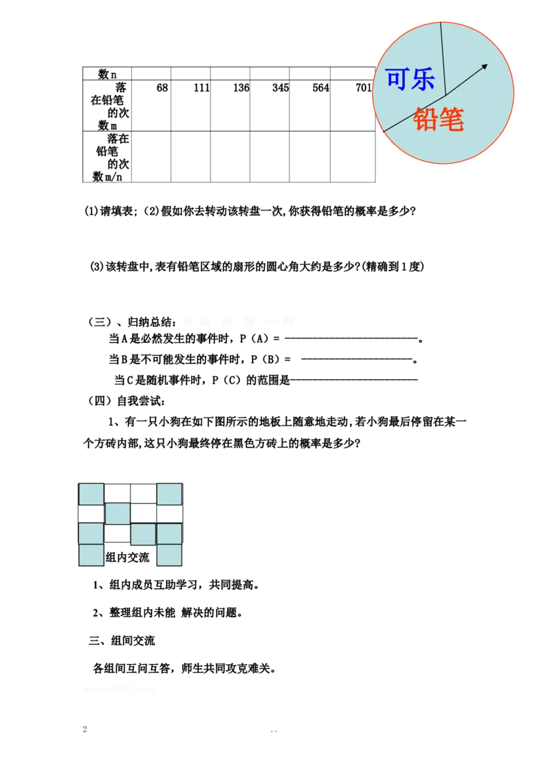 25.2第1课时运用直接列举或列表法求概率_人教版数学九年级上册_版本二_九年级数学上册（人教版）_导学案_导学案多套_9上数学导学案赠品
