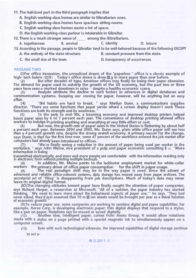 2011年英语专八真题(可复制可搜索)_英语专八真题c_专八历年真题2009-2025_新题型专八(2009~2025)_2011年专八真题+音频+解析
