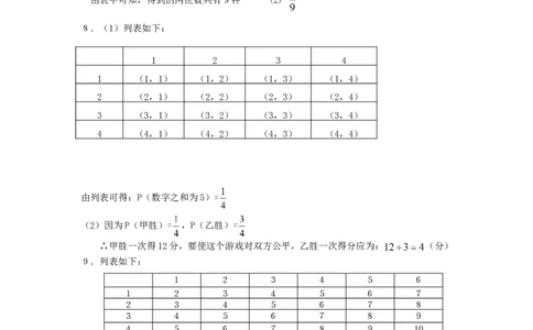 25.2第1课时用列表法求概率_人教版数学九年级上册_版本一_人教版数学九年级上册（RJ）--5同步练习_人教版数学九年级上册（RJ）--5同步练习