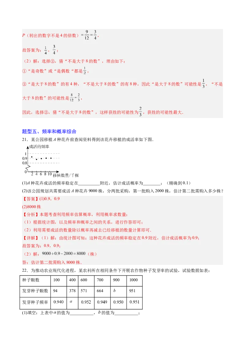 专题01概率初步（专项训练）（教师版）_人教版数学九年级上册_版本二_九年级数学上册（人教版）_单元知识复习专项-U105_2026版