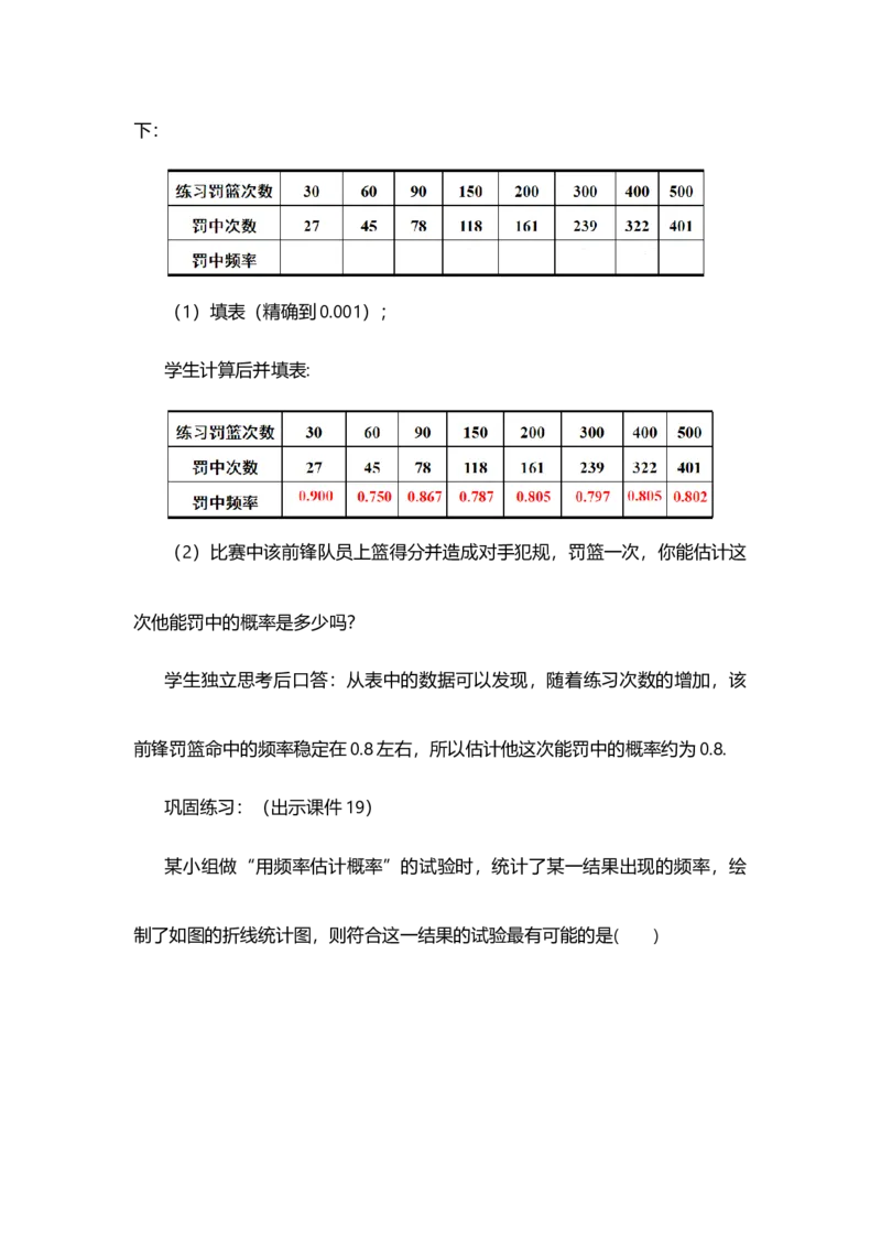 25.3用频率估计概率_人教版数学九年级上册_版本二_九年级数学上册（人教版）_教学设计_教案多套_9上数教案选择1_第二十五章概率初步（教案）_25.3用频率估计概率