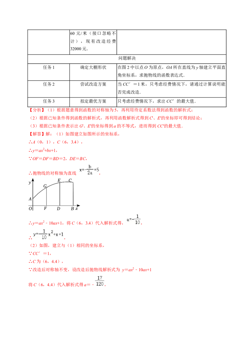 专题02二次函数的实际应用解答题专项练习（教师版）1_人教版数学九年级上册_版本二_九年级数学上册（人教版）_同步讲义-U18_2025版