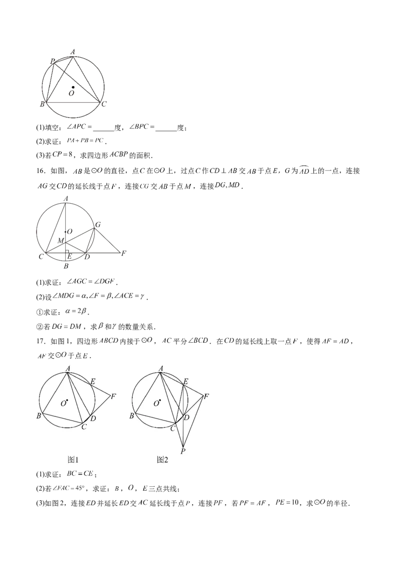 专题02圆周角定理（专项训练）（学生版）_人教版数学九年级上册_版本二_九年级数学上册（人教版）_单元知识复习专项-U105_2026版