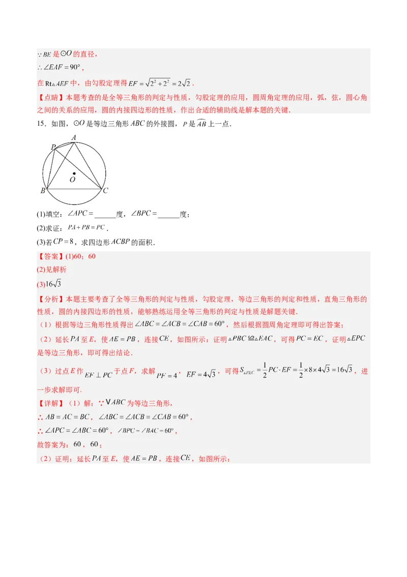 专题02圆周角定理（专项训练）（教师版）_人教版数学九年级上册_版本二_九年级数学上册（人教版）_单元知识复习专项-U105_2026版