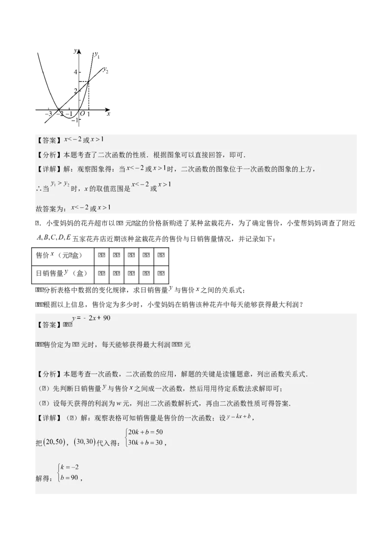 专题02二次函数（教师版）（中等类型）_人教版数学九年级上册_版本二_九年级数学上册（人教版）_基础中等题型过关专练-U343_2025版