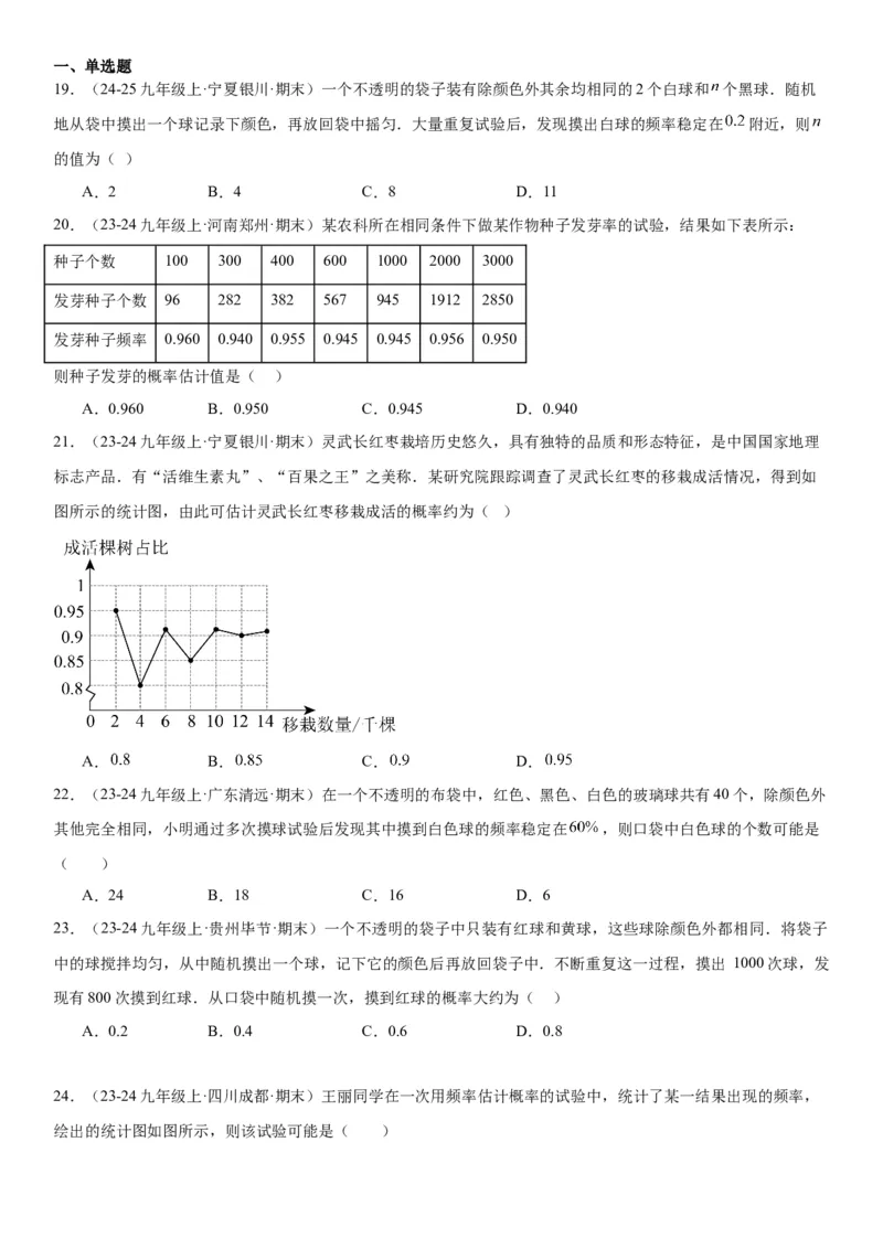 25.3用频率估计概率学生版_人教版数学九年级上册_版本二_九年级数学上册（人教版）_考点题型技巧高分突破-U360_2025版