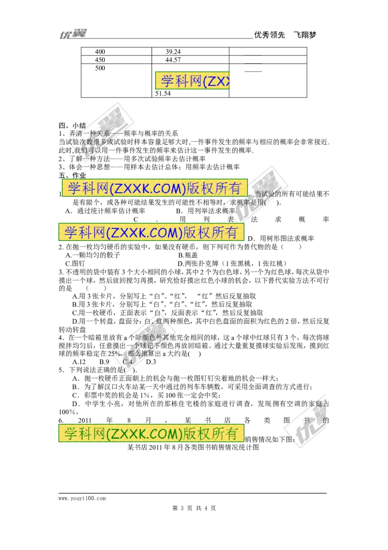 25.3用频率估计概率_人教版数学九年级上册_版本一_人教版数学九年级上册（RJ）--3学案_人教版数学九年级上册（RJ）--3学案
