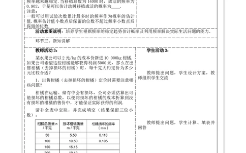 《25.3.2用频率估计概率》教学设计_人教版数学九年级上册_版本二_九年级数学上册（人教版）_大单元教学课件+教学设计-U42_第二十五章概率初步