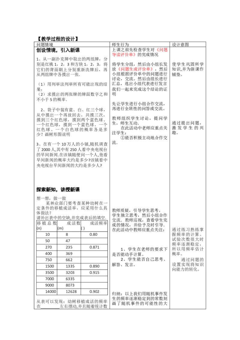 25.3用频率估计概率2_人教版数学九年级上册_版本二_九年级数学上册（人教版）_教学设计_教案多套_9上数教案选择3