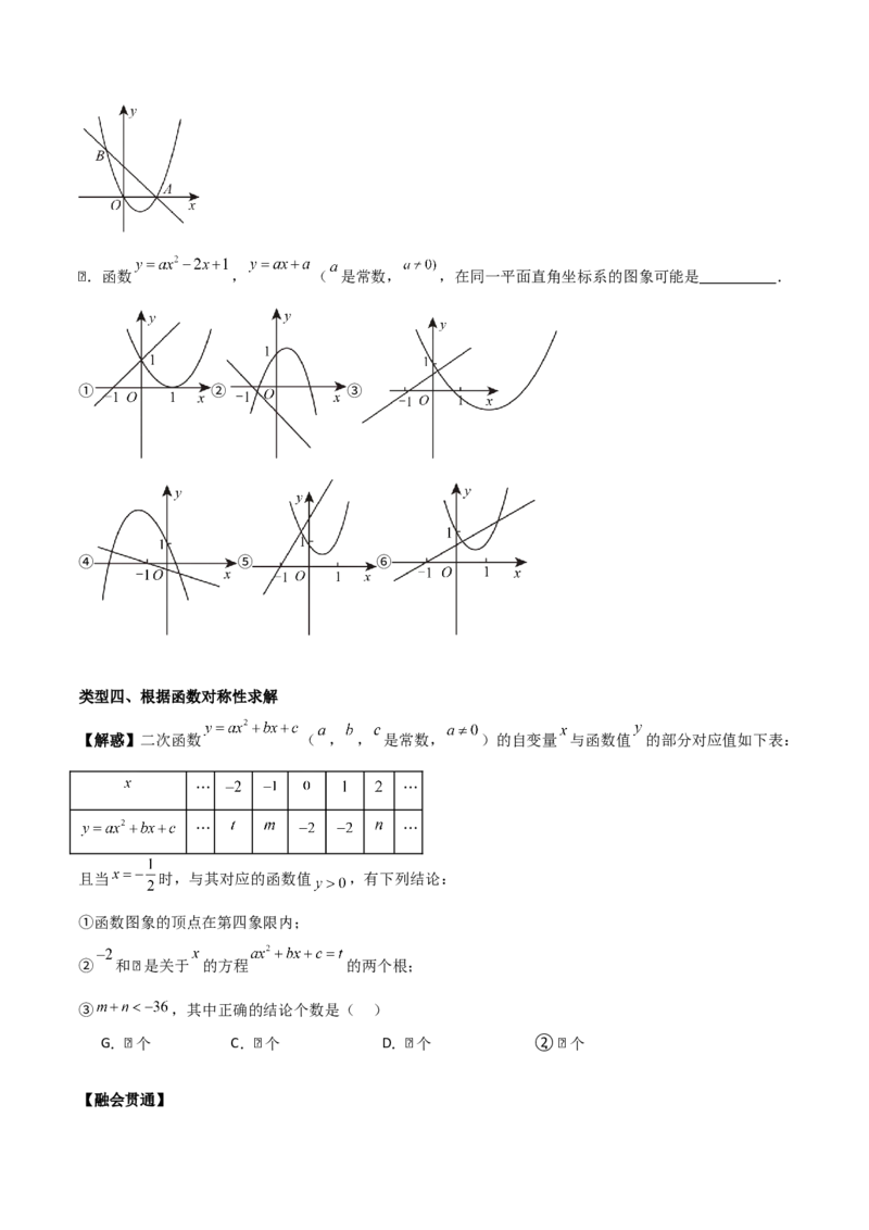 专题02二次函数（学生版）（中等类型）_人教版数学九年级上册_版本二_九年级数学上册（人教版）_基础中等题型过关专练-U343_2025版