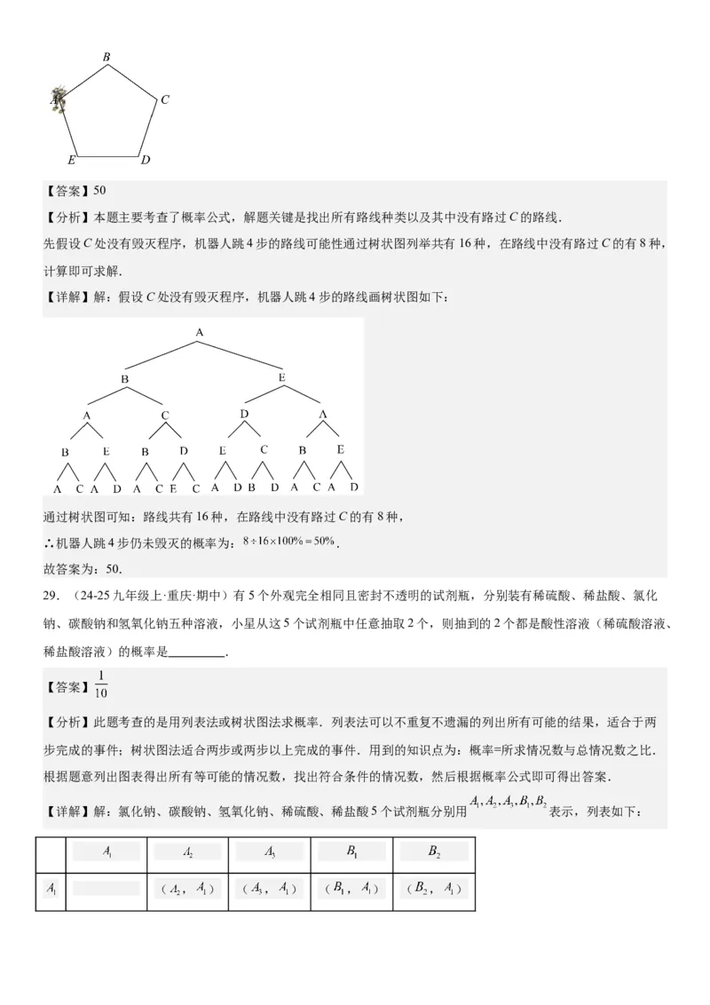 25.2用列举法求概率教师版_人教版数学九年级上册_版本二_九年级数学上册（人教版）_考点题型技巧高分突破-U360_2025版