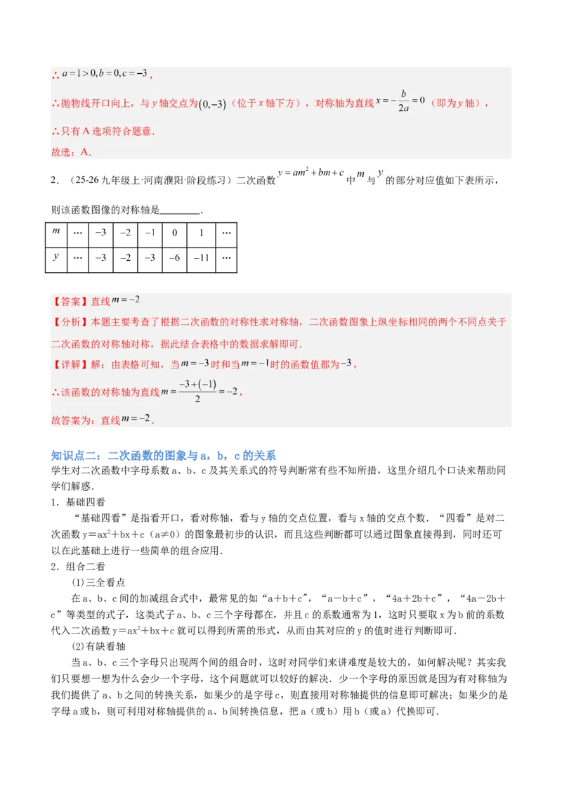 专题02二次函数的图象和性质重难点题型专训（4个知识点+11大题型+3大拓展训练+自我检测）（教师版）_人教版数学九年级上册_版本二_九年级数学上册（人教版）_重难点专题提升-V7_2026版