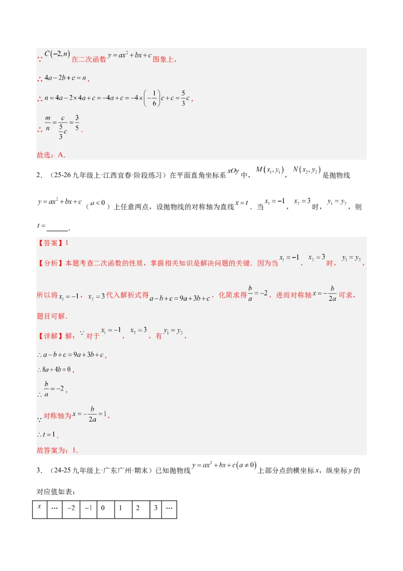 专题02二次函数的图象和性质重难点题型专训（4个知识点+11大题型+3大拓展训练+自我检测）（教师版）_人教版数学九年级上册_版本二_九年级数学上册（人教版）_重难点专题提升-V7_2026版