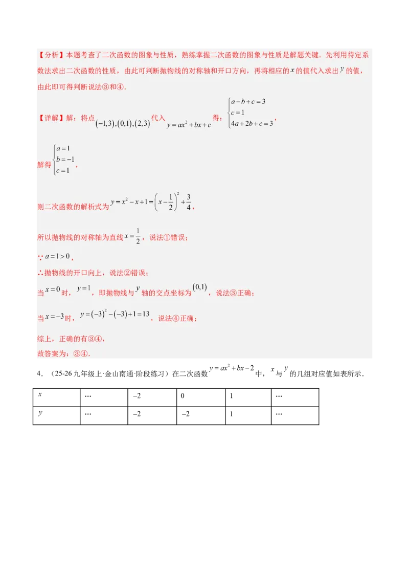 专题02二次函数的图象和性质重难点题型专训（4个知识点+11大题型+3大拓展训练+自我检测）（教师版）_人教版数学九年级上册_版本二_九年级数学上册（人教版）_重难点专题提升-V7_2026版