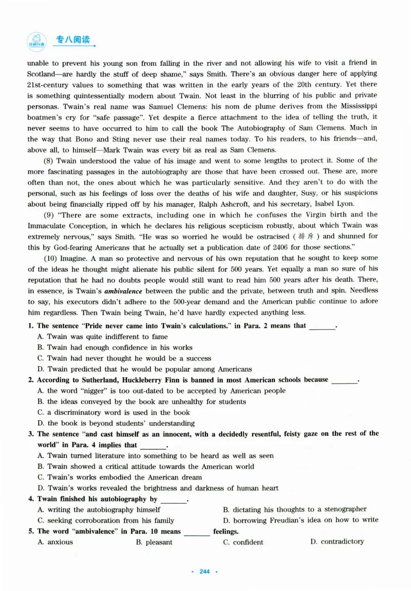 part365篇阅读模拟集训_英语专八真题c_专八版本1(优先学)_专八各类练习(赠送资料)_华研专八练习_华研新版专八_华研专八阅读180篇_最新版_拆分版本
