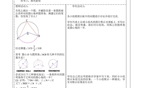 《24.1.4圆周角》教学设计_人教版数学九年级上册_版本二_九年级数学上册（人教版）_大单元教学课件+教学设计-U42_第二十四章圆_24.1.4圆周角（33张PPT）+教案+大单元教学设计