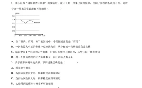 25.3用频率估计概率（第一课时）（分层作业）原卷版_人教版数学九年级上册_版本二_九年级数学上册（人教版）_分层作业