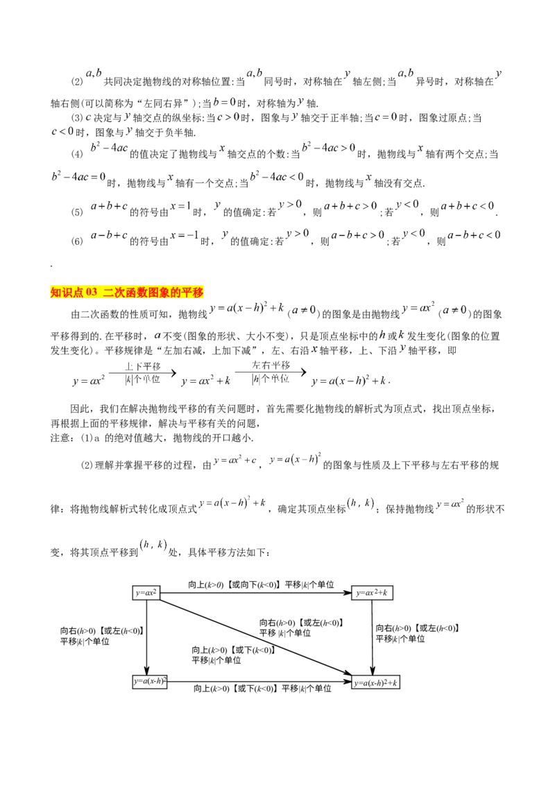 专题02二次函数的图象与性质重难点题型专训（15大题型+20道拓展培优）（学生版）_人教版数学九年级上册_版本二_九年级数学上册（人教版）_重难点专题提升-V7_2025版
