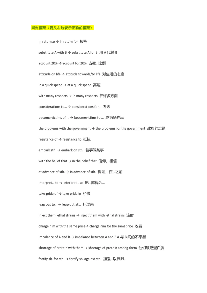 专八改错之固定搭配_英语专八真题c_专八版本1(优先学)_专八必看重点资料(赠送)
