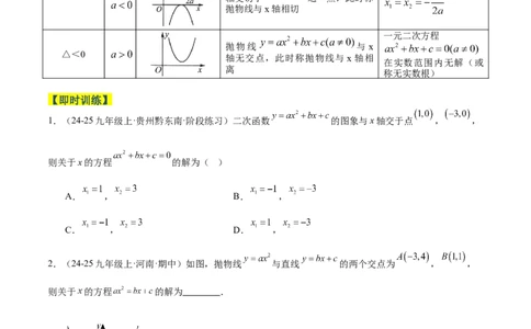 专题03二次函数与一元二次方程重难点题型专训（3个知识点+9大题型+3大拓展训练+自我检测）（学生版）_人教版数学九年级上册_版本二_九年级数学上册（人教版）_重难点专题提升-V7_2026版