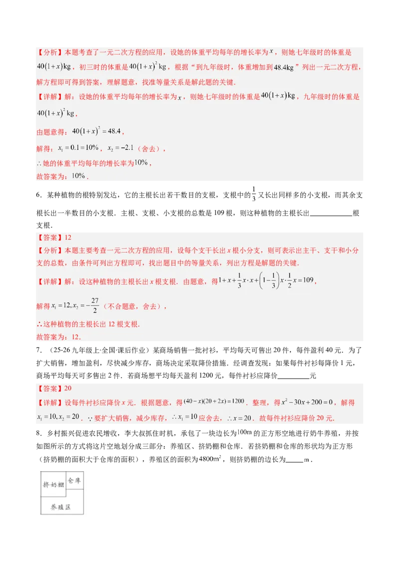 专题03实际问题与一元二次方程（专项训练）（教师版）_人教版数学九年级上册_版本二_九年级数学上册（人教版）_单元知识复习专项-U105_2026版