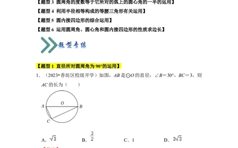 专题03与圆有关的角和圆内接四边形（题型专练）（教师版）_人教版数学九年级上册_版本二_九年级数学上册（人教版）_知识解读与题型专练-V14_2024版
