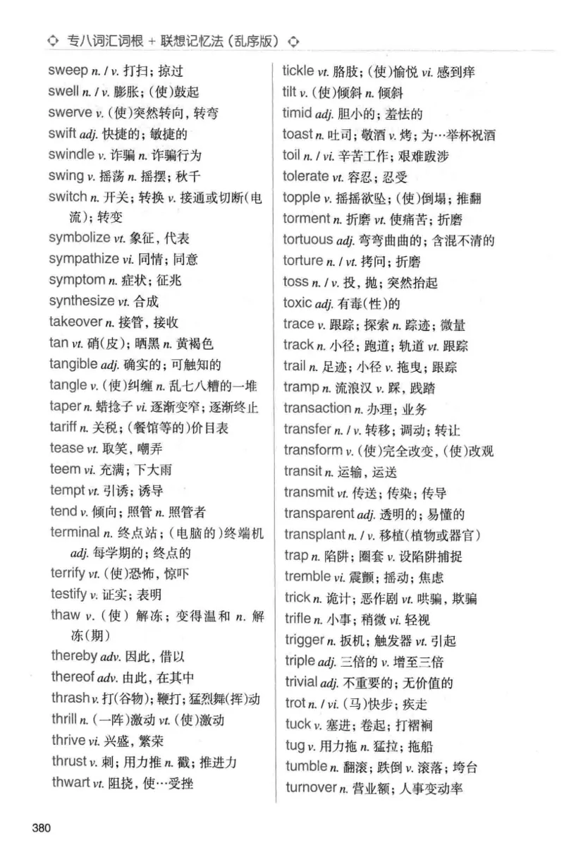 专八词汇词根+联想记忆法_英语专八真题c_专八版本1(优先学)_专八各类练习(赠送资料)_华研专八练习_华研新版专八_华研专八词汇13000_赠送资料