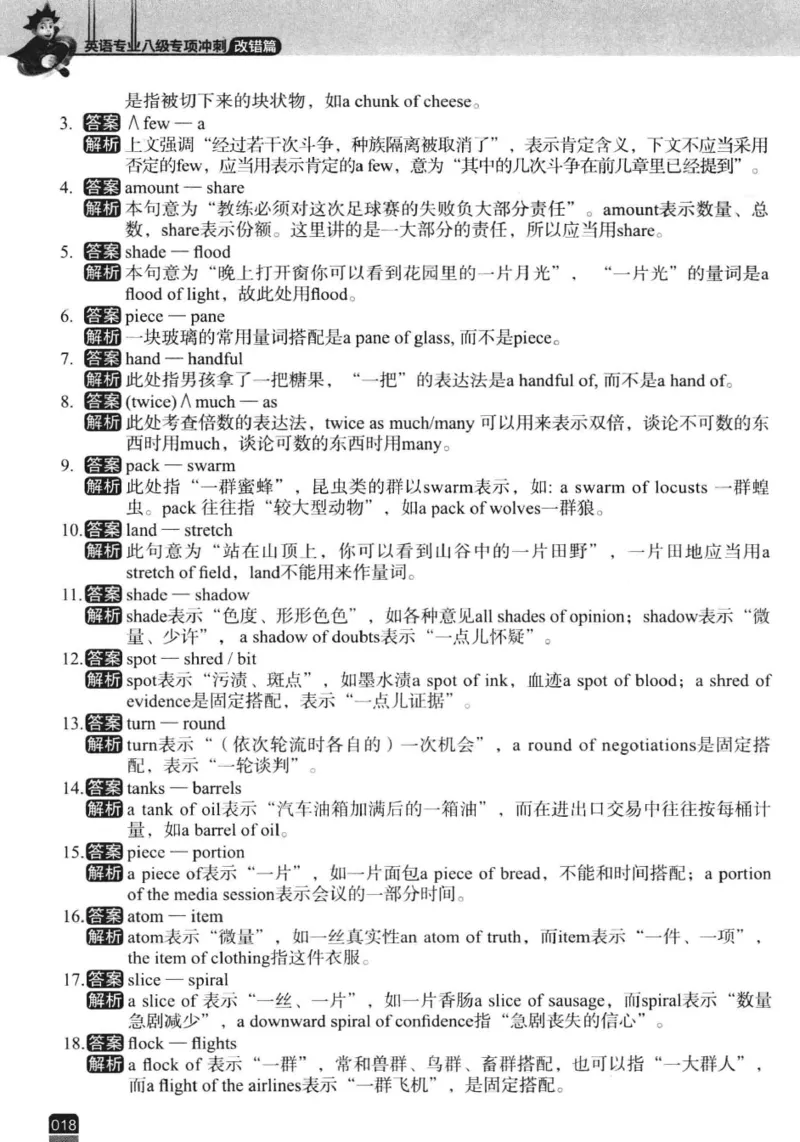 电子书冲击波专八改错-专项冲刺（绿皮）_英语专八真题c_专八版本1(优先学)_专八各类练习(赠送资料)_冲击波专八改错专用书