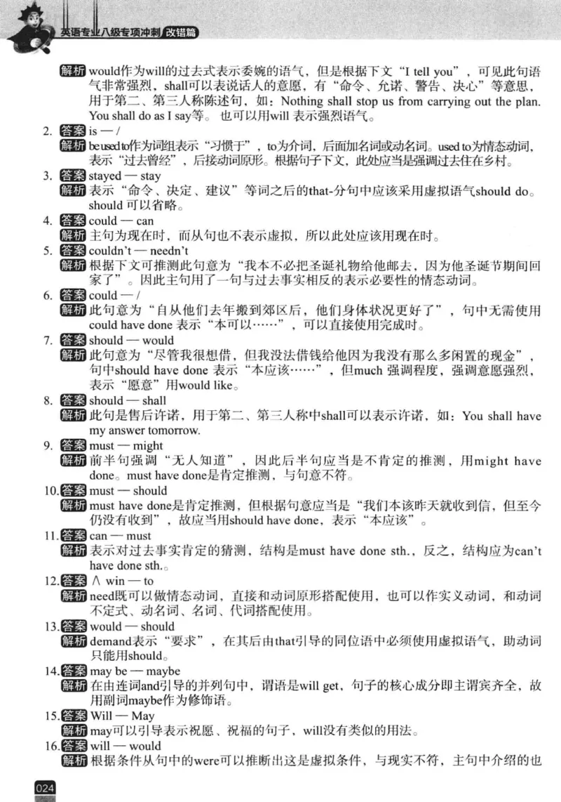 电子书冲击波专八改错-专项冲刺（绿皮）_英语专八真题c_专八版本1(优先学)_专八各类练习(赠送资料)_冲击波专八改错专用书