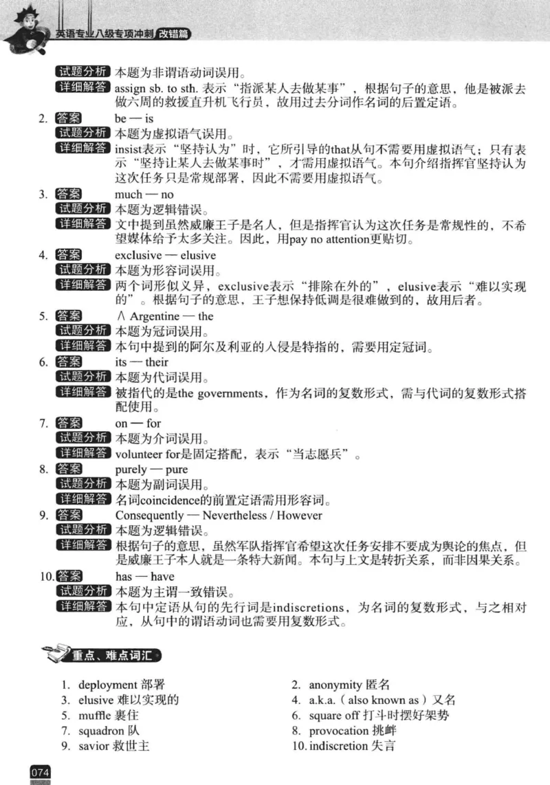 电子书冲击波专八改错-专项冲刺（绿皮）_英语专八真题c_专八版本1(优先学)_专八各类练习(赠送资料)_冲击波专八改错专用书