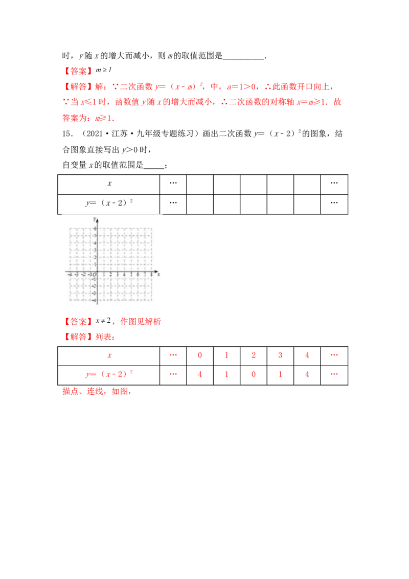 专题04二次函数y=a(x-h)&sup2;的图像和性质（五大类型）（题型专练）（教师版）_人教版数学九年级上册_版本二_九年级数学上册（人教版）_知识解读与题型专练-V14_2024版