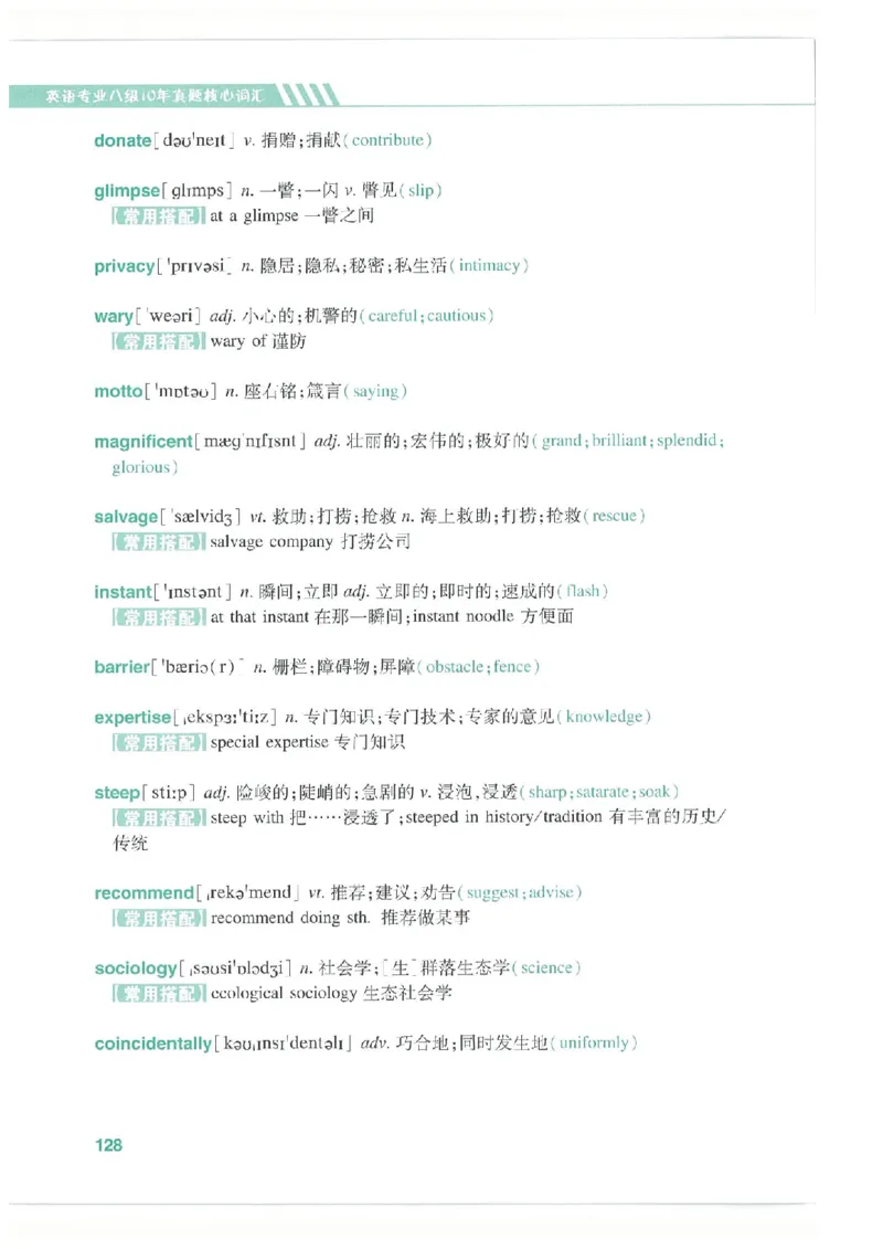专八十年真题核心词汇_英语专八真题c_专八版本1(优先学)_专八必看重点资料(赠送)