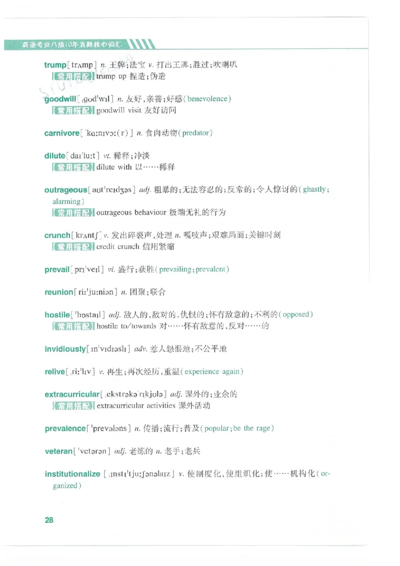 专八十年真题核心词汇_英语专八真题c_专八版本1(优先学)_专八必看重点资料(赠送)