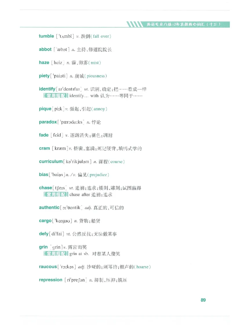 专八十年真题核心词汇_英语专八真题c_专八版本1(优先学)_专八必看重点资料(赠送)