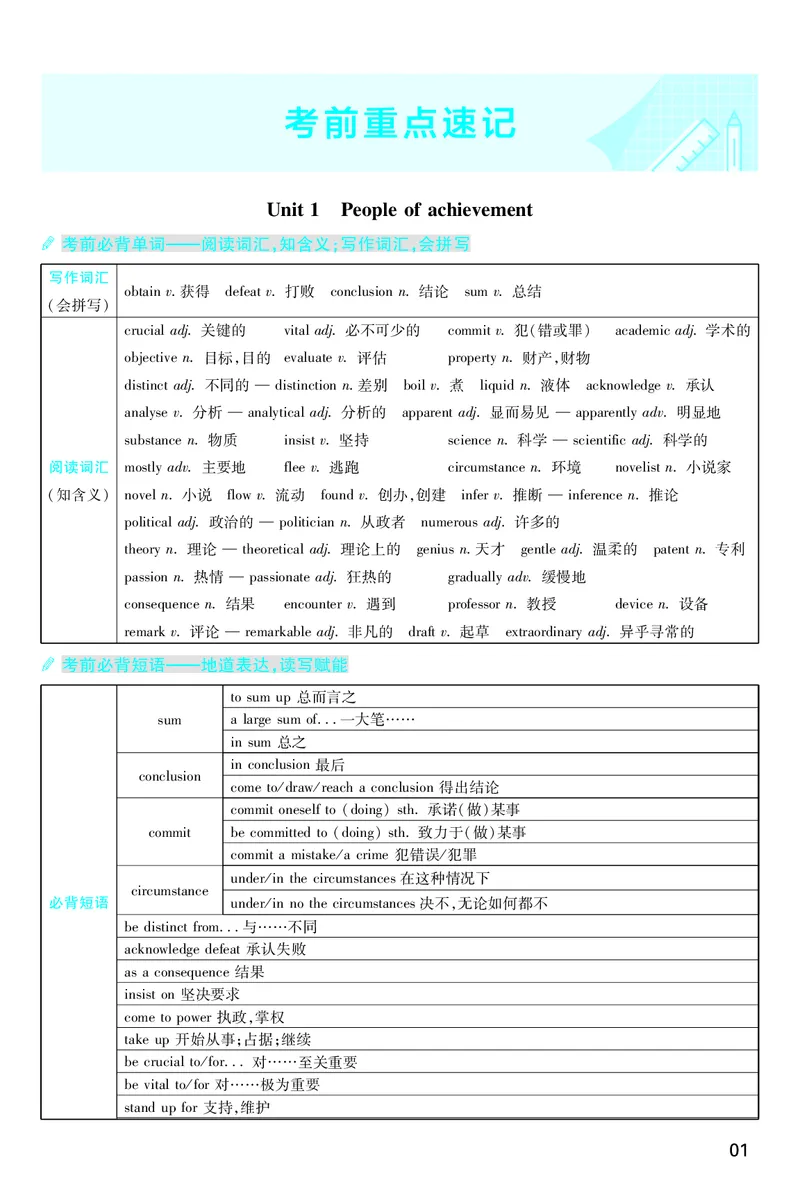 2026《天星单元双测卷》英语选修1考前重点速记(RJ)_高中三年全科资料_高中_42026版高中《天星单元双测卷》语数外理化生（教材同步版）选修1_2026《天星教育&bull;单元双测卷》英语选修一
