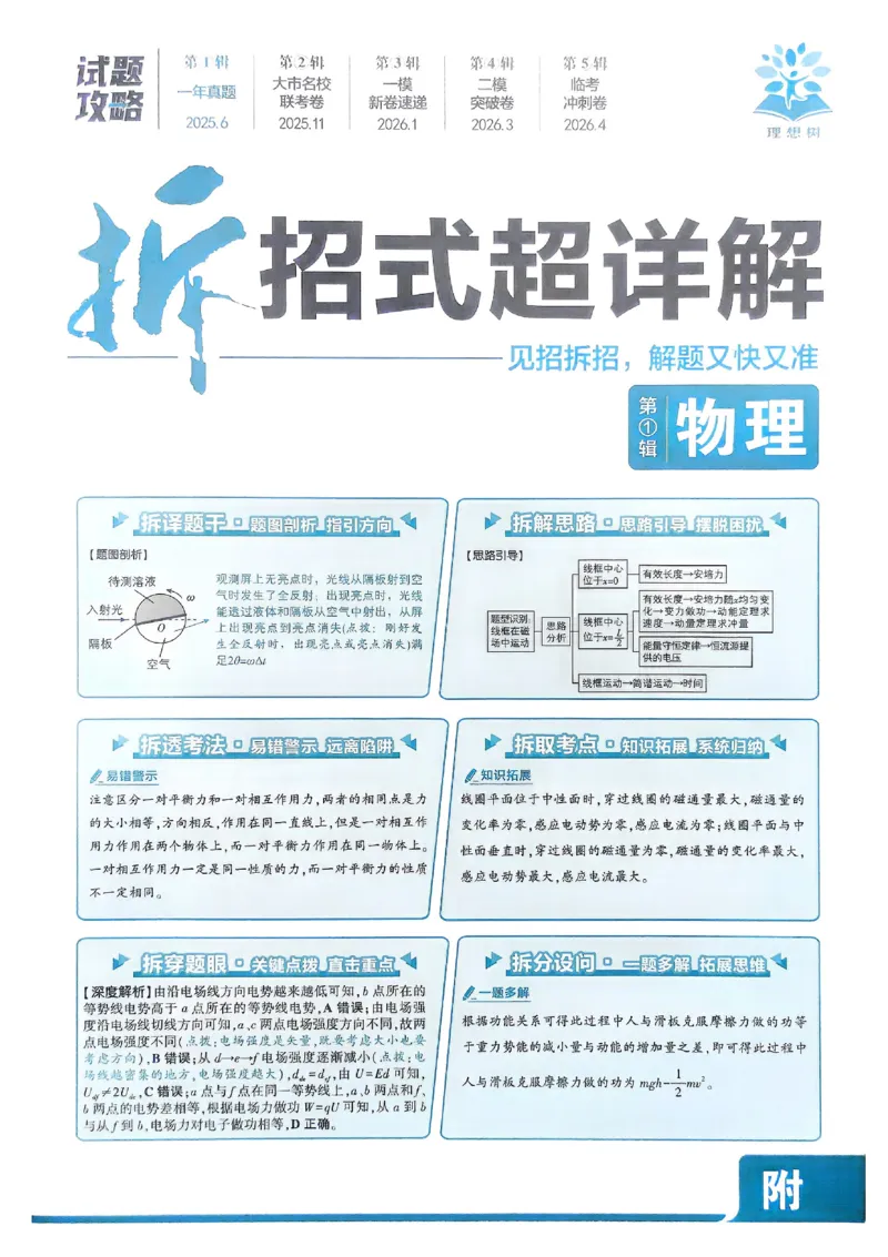2026《理想树&bull;高考试题攻略》第1期物理解析册_高中三年全科资料_高中_高中1_2026版高中《高考试题攻略》第1期高考试题汇编（语数外物）