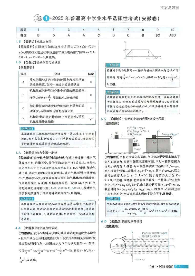 2026《理想树&bull;高考试题攻略》第1期物理解析册_高中三年全科资料_高中_高中1_2026版高中《高考试题攻略》第1期高考试题汇编（语数外物）