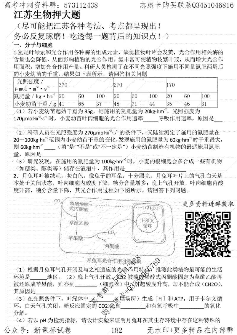 22生物考前指导-志愿卡_高中三年全科资料_高中_高中知识点整理_生物